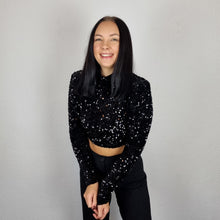 Mona Pailletten Crop Langarmshirt