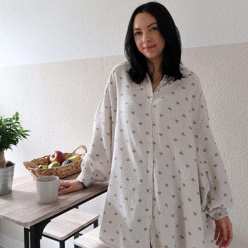Fria Heart Musselin Bluse XXL